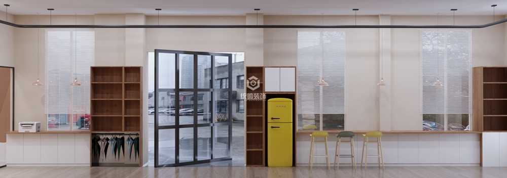 普陀区叽里呱啦创意办公室250平现代简约餐厅装修效果图