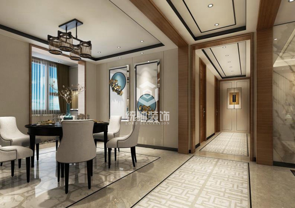 普陀区品尊国际206平方新中式风格4室2厅2卫餐厅装修效果图