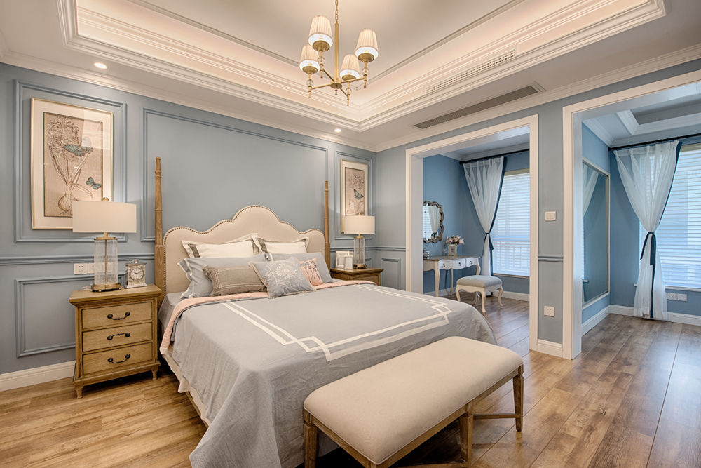 闵行区凤凰城164平方简美风格复式卧室装修效果图