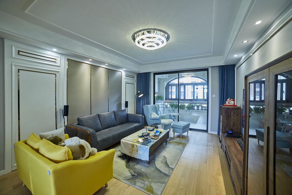 浦东新区金融家125平方混搭风格3室2厅2卫客厅装修效果图