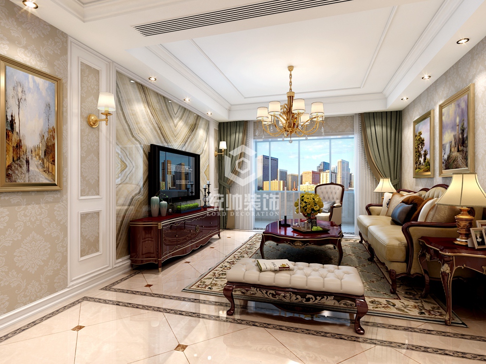 宝山区中环国际100平方欧式风格3室2厅2卫客厅装修效果图
