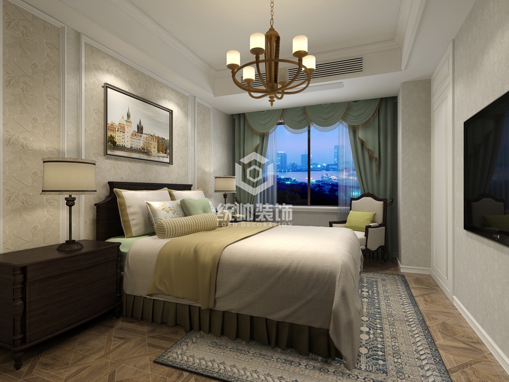 宝山区招商花园城140平方美式风格复式卧室装修效果图