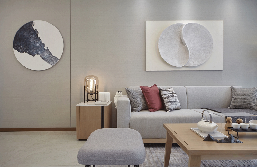 浦东新区凯嘉尊品国际140平方现代简约风格4室2厅2卫客厅装修效果图