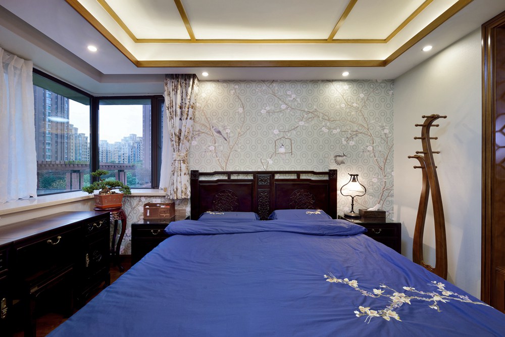 浦东新区上海绿城140平方中式风格3室2厅2卫卧室装修效果图