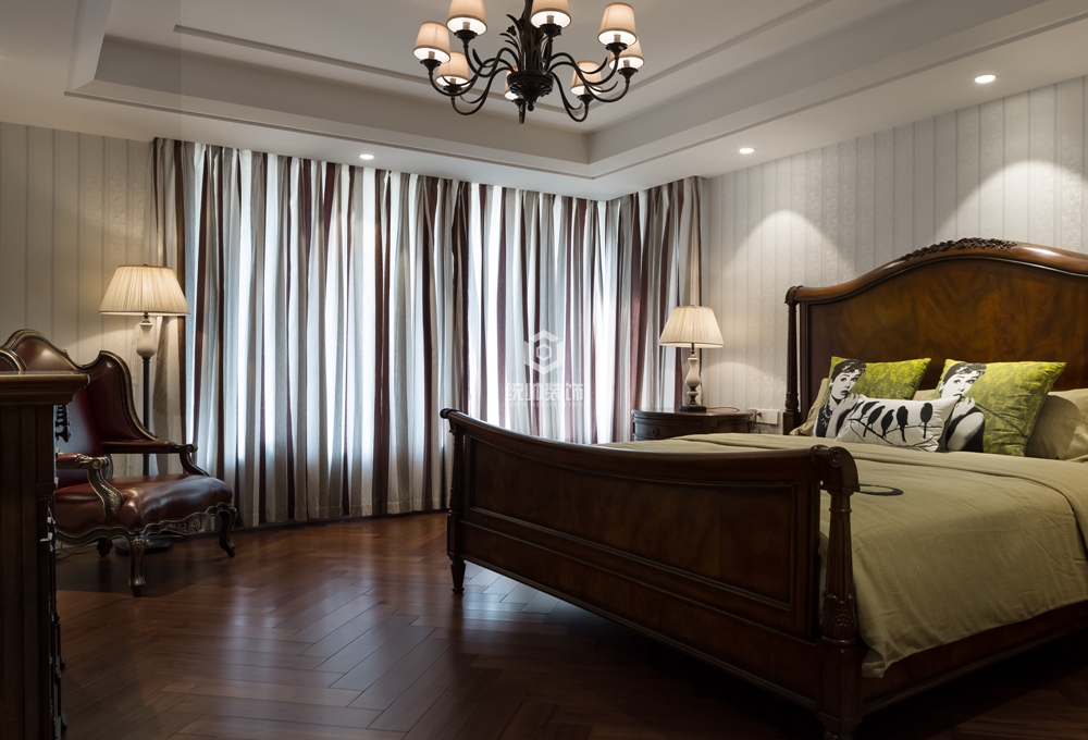 宝山区中环国际118平方美式风格三房两厅卧室装修效果图