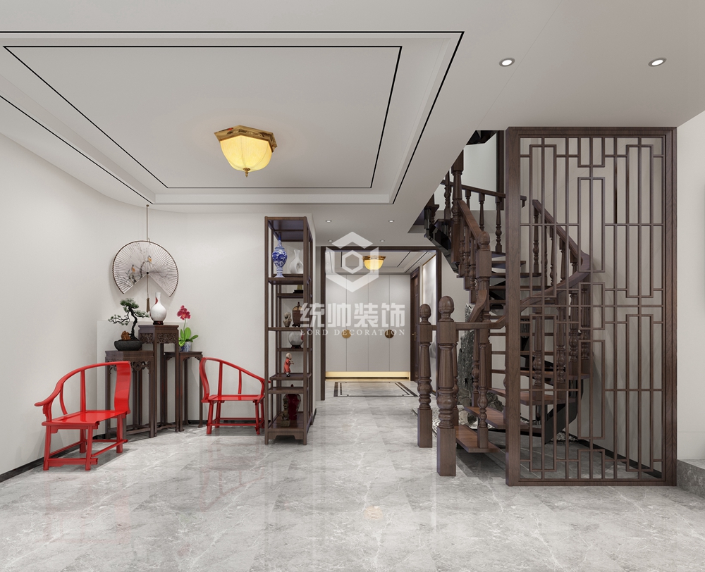 宝山区泰禾红御90平方新中式风格复式休闲室装修效果图