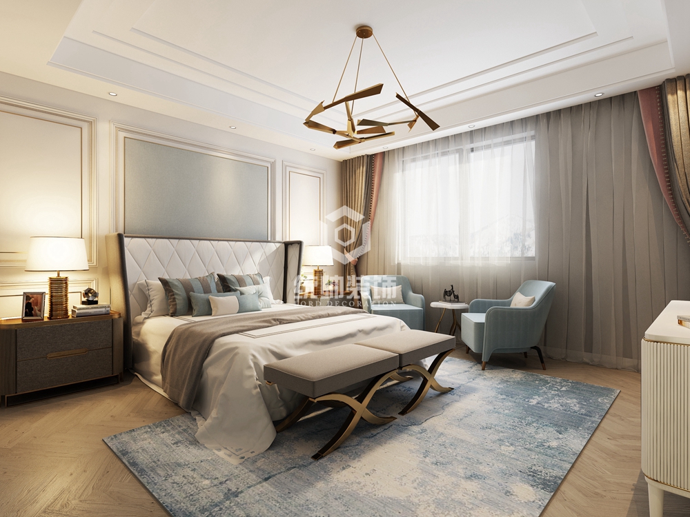 宝山区招商海德名门174平方新中式风格复式卧室装修效果图