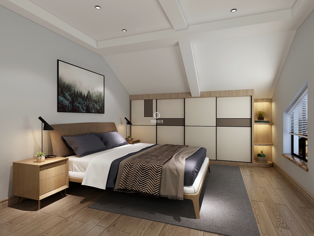 浦东新区天健萃园180平方北欧风格复式卧室装修效果图
