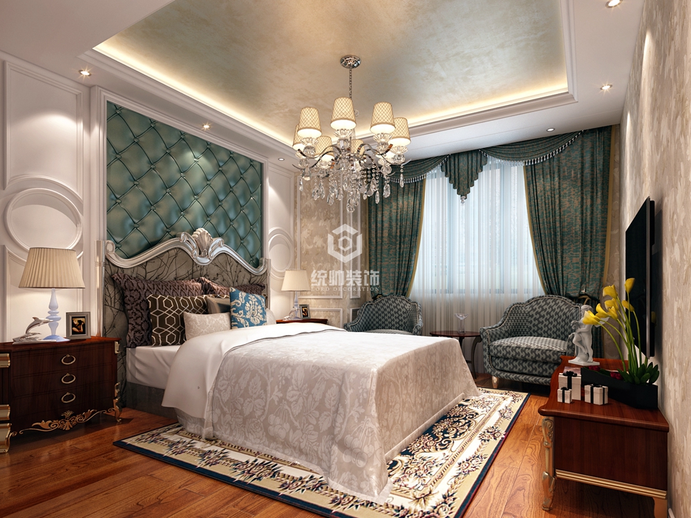 宝山区绿地北郊118平方欧式风格复式卧室装修效果图