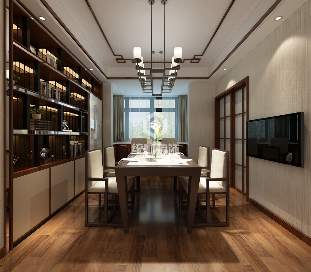 松江区珠江新城109平方新中式风格三室两厅餐厅装修效果图
