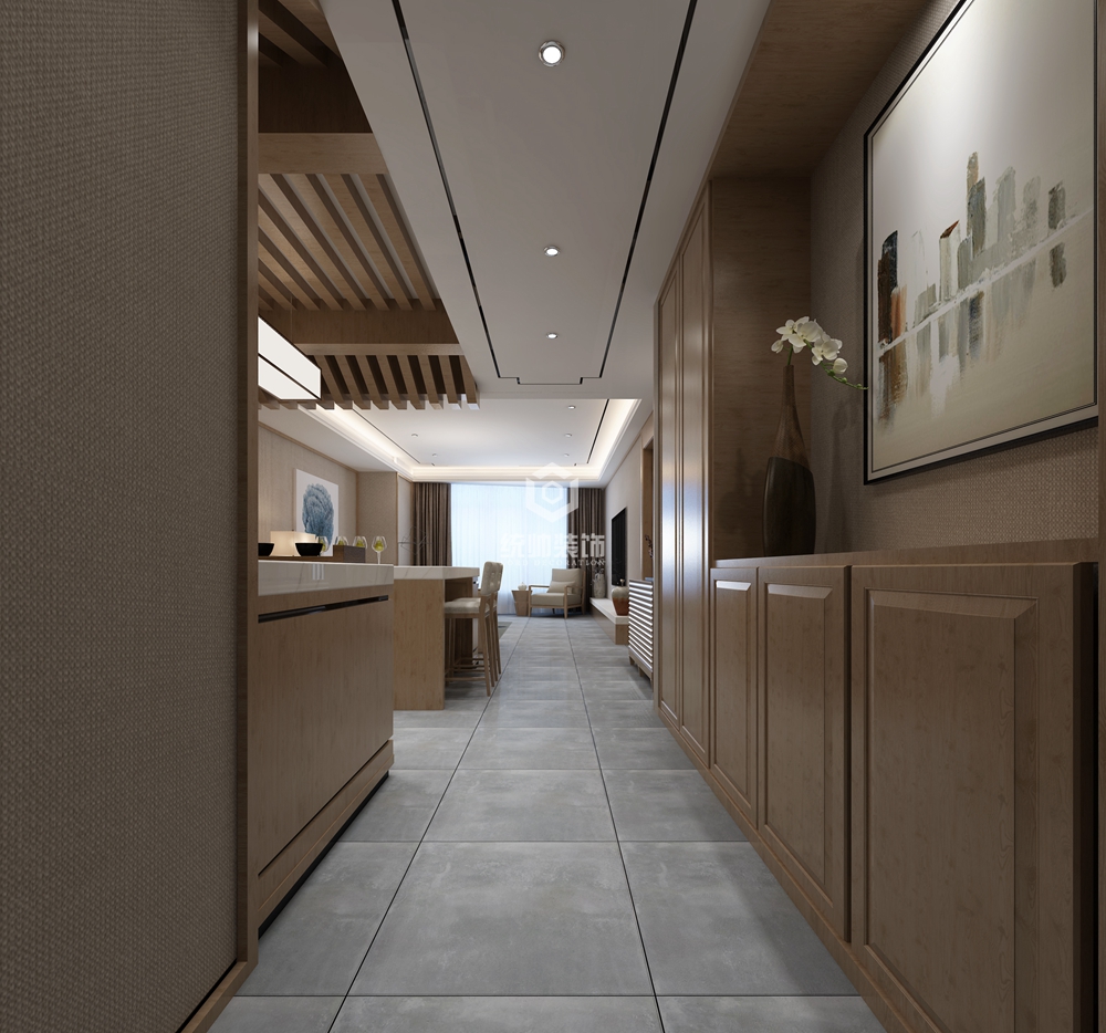 宝山区中环国际公寓135平方新中式风格复式走廊装修效果图
