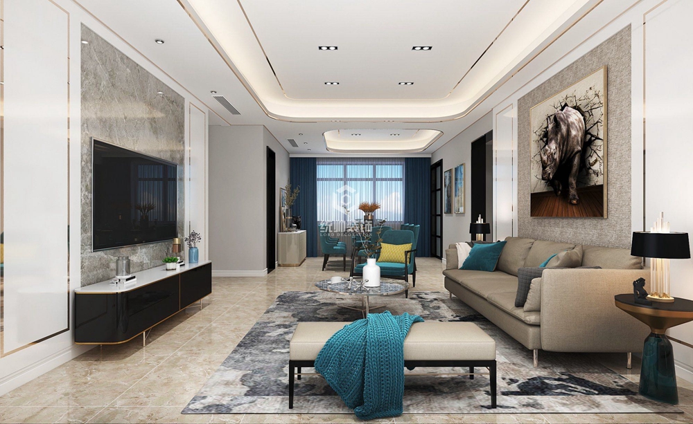 静安区北上海至尊185平方现代简约风格复式客厅装修效果图