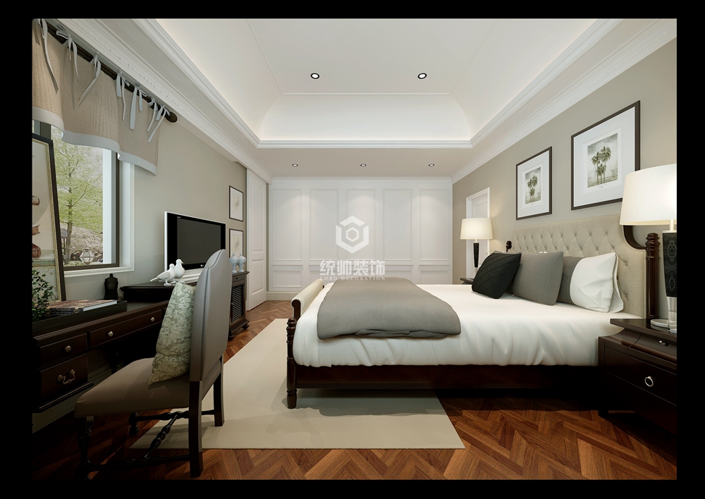 青浦区上海西郊公馆430平方美式风格别墅卧室装修效果图
