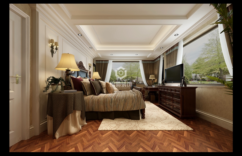 青浦区上海西郊公馆430平美式卧室装修效果图