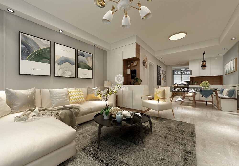 浦东新区证大家园80平方北欧风格两室两厅客厅装修效果图