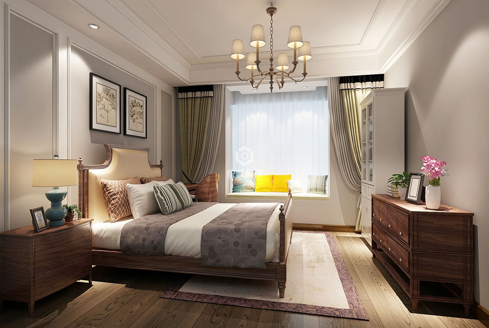 长宁区天山星城50平方美式风格一室一厅卧室装修效果图