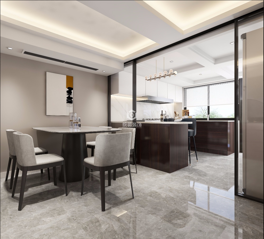 浦东新区阳光欧洲城180平现代简约餐厅装修效果图