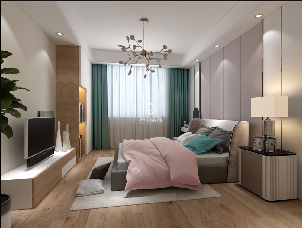 浦東新區陽光歐洲城180平現代簡約臥室裝修效果圖