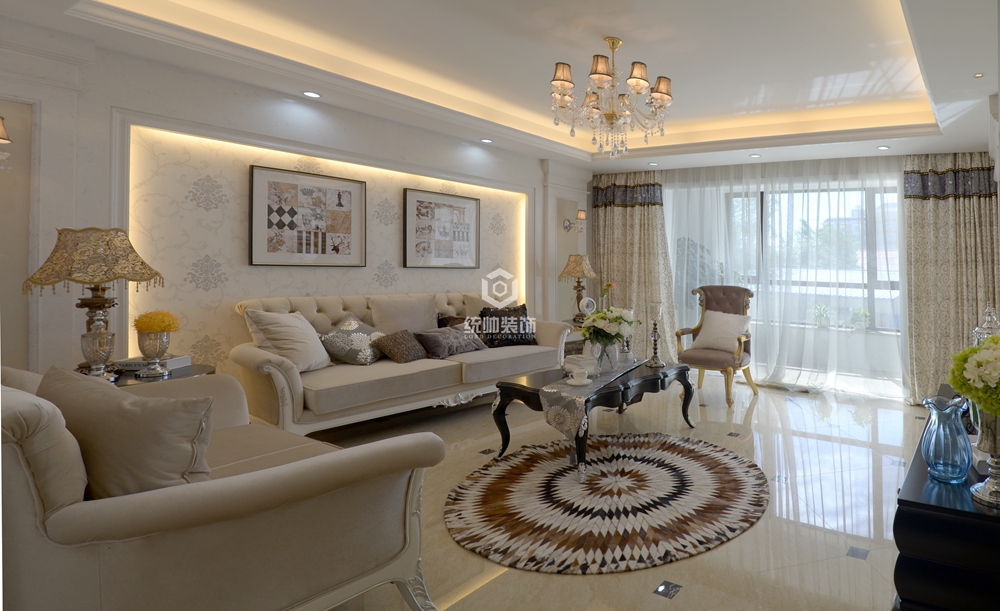 杨浦区盛世豪庭130平方新古典风格三室两厅客厅装修效果图