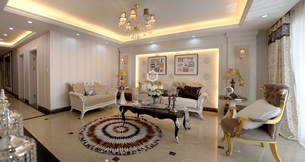 杨浦区盛世豪庭130平方新古典风格三室两厅客厅装修效果图