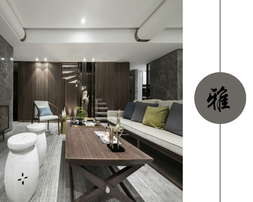 松江区安贝尔花园（别墅）130平新中式客厅装修效果图