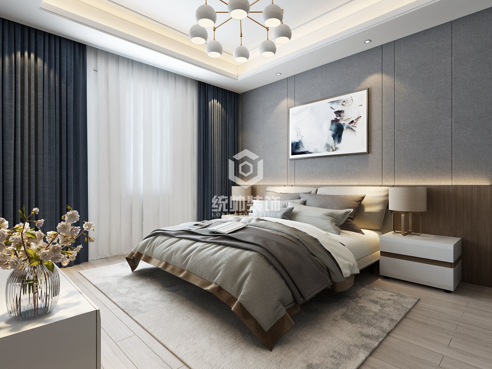 青浦区海上湾400平方现代简约风格别墅卧室装修效果图
