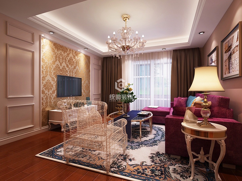 杨浦区保利香槟苑130平方简欧风格3室2厅2卫客厅装修效果图