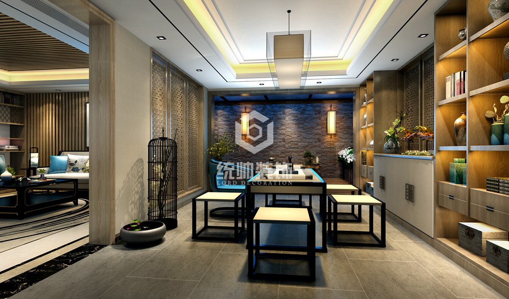 青浦区颐湾丽庭500平方新中式风格别墅休闲室装修效果图