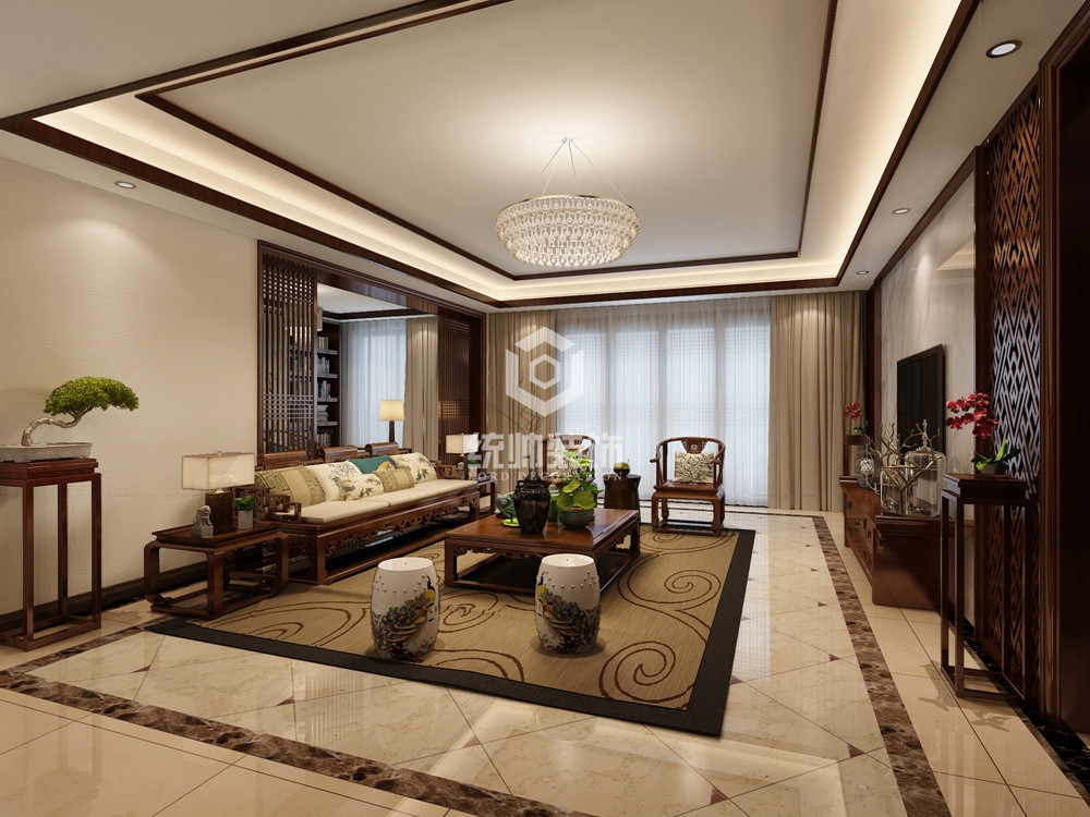 浦东新区尼德兰官邸150平方中式风格2室2厅客厅装修效果图