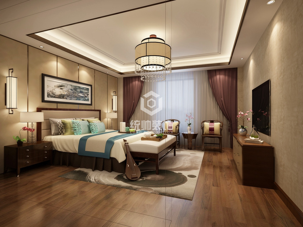 浦东新区尼德兰官邸150平中式卧室装修效果图