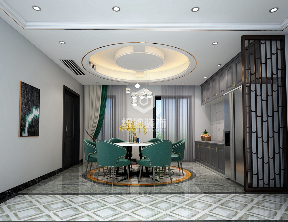 闵行区东碧林湾230平方美式风格四室两厅两卫餐厅装修效果图