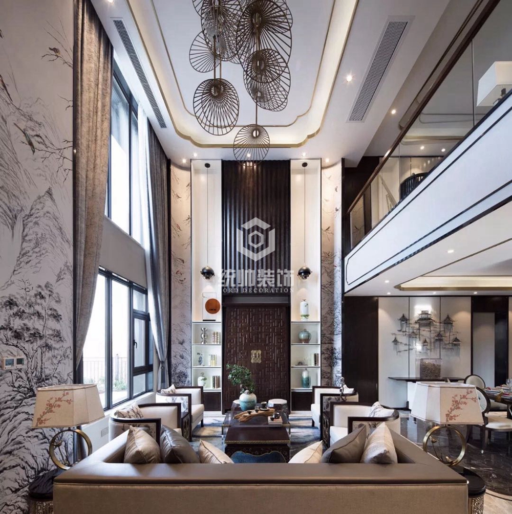 浦东新区北上海至尊320平方新中式风格5房3厅4卫2厨客厅装修效果图