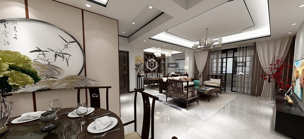 浦东新区万业紫辰苑150平方中式风格两室两厅客厅装修效果图