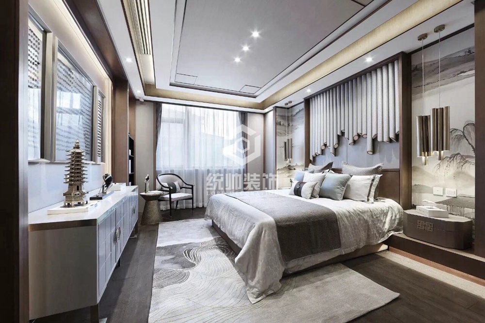 浦东新区北上海至尊228平方新中式风格5房2厅4卫2厨卧室装修效果图