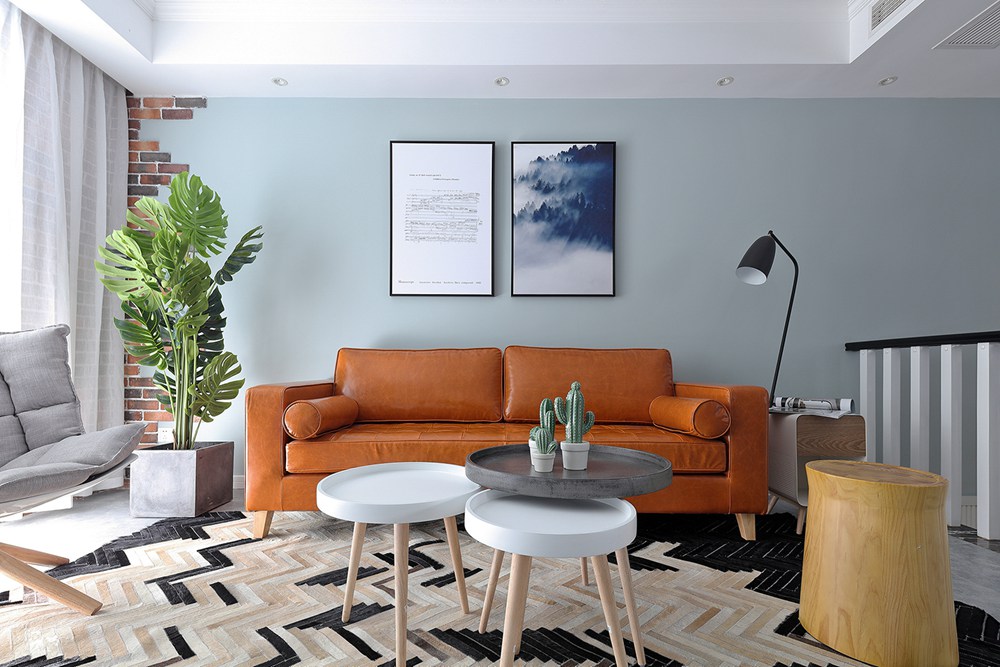 嘉定区保利梧桐语170平方北欧风格复式客厅装修效果图
