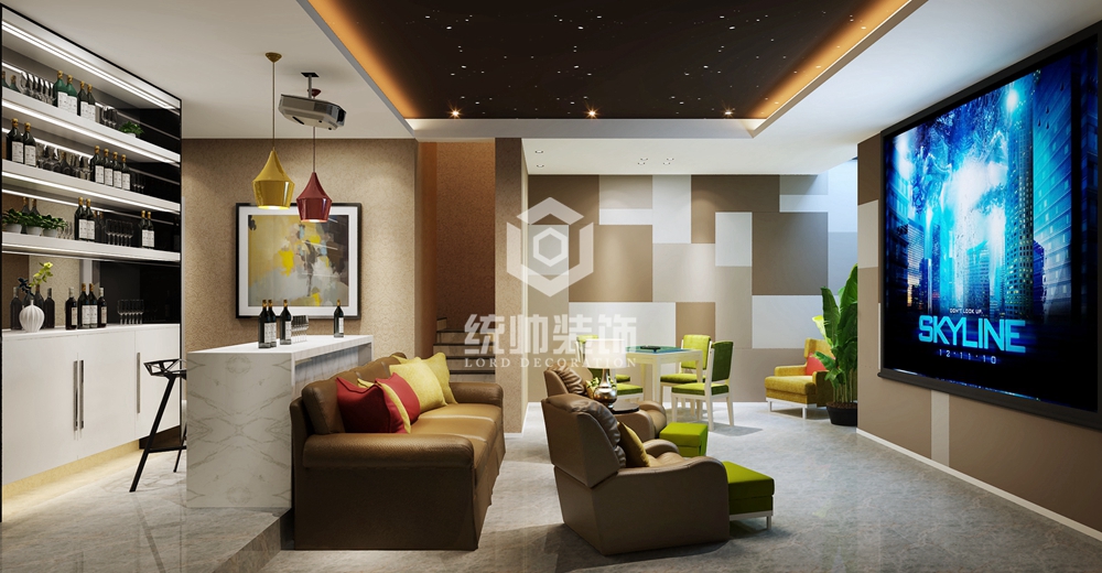 嘉定区嘉宝梦之湾360平方现代简约风格联排别墅休闲室装修效果图