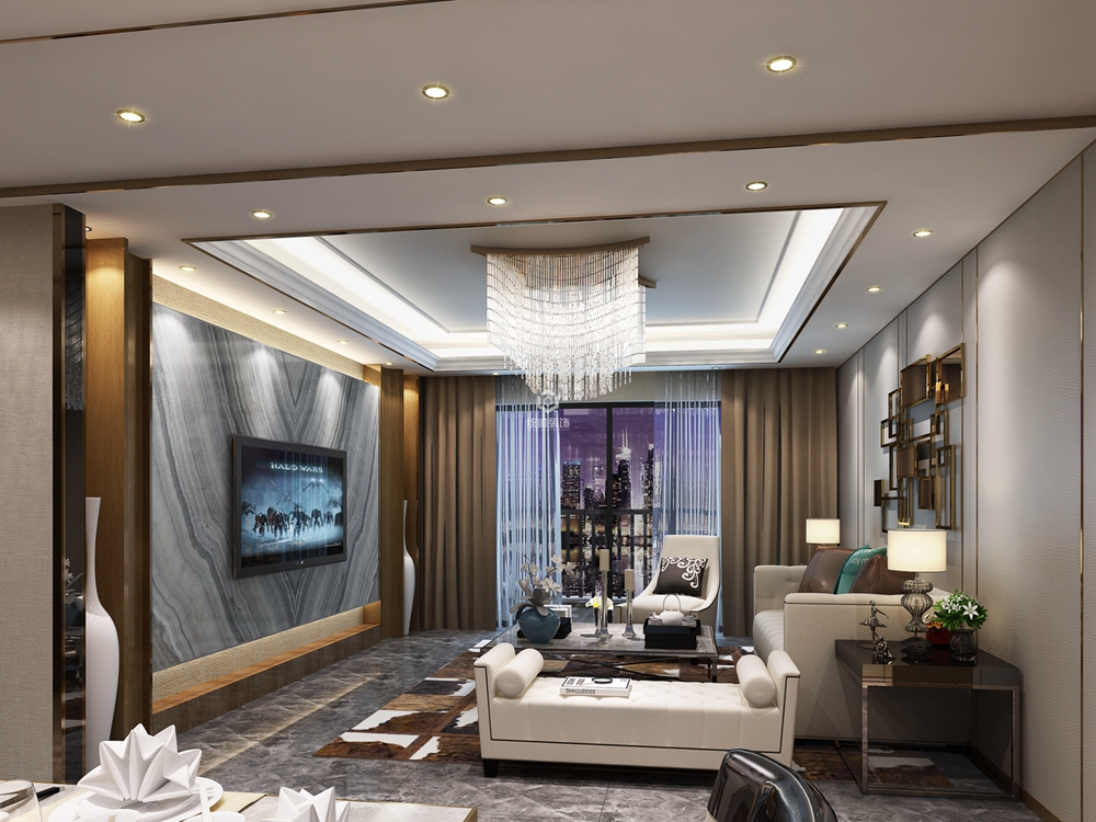 宝山区中环国际120平方简欧风格3室2厅2卫客厅装修效果图