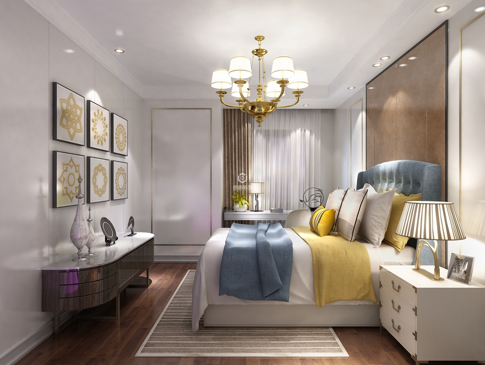 寶山區中環國際公寓120平簡歐臥室裝修效果圖