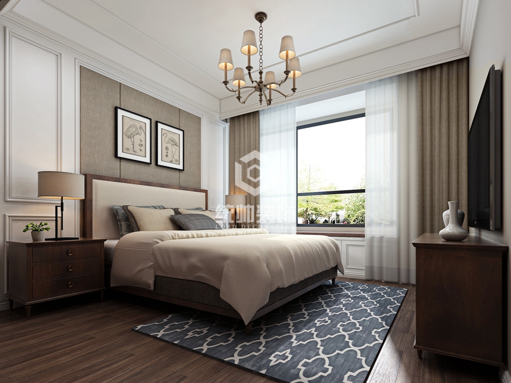 浦东新区尚海郦景100平方美式风格公寓卧室装修效果图