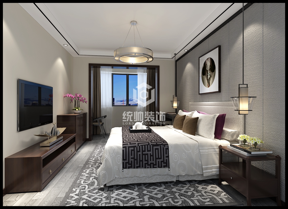黄浦区东物公寓60平方新中式风格公寓卧室装修效果图