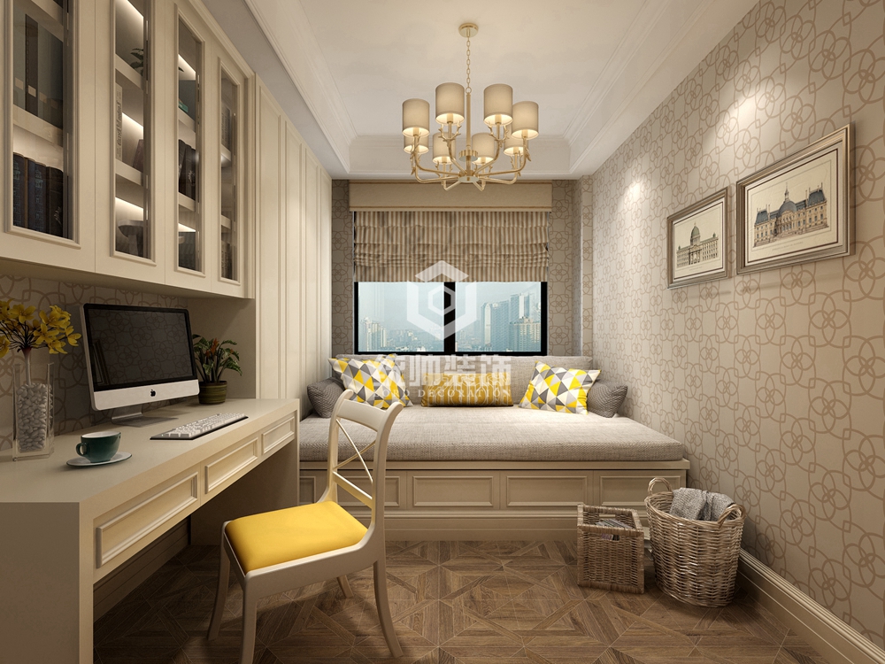 浦东新区尚海郦景120平方美式风格公寓卧室装修效果图