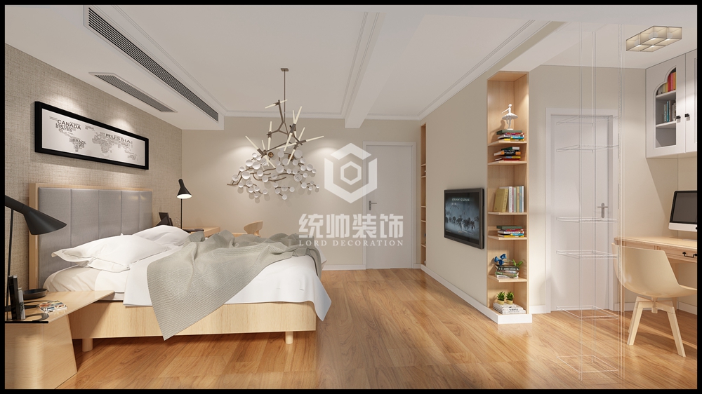 嘉定区万科悦城88平方北欧风格复式卧室装修效果图