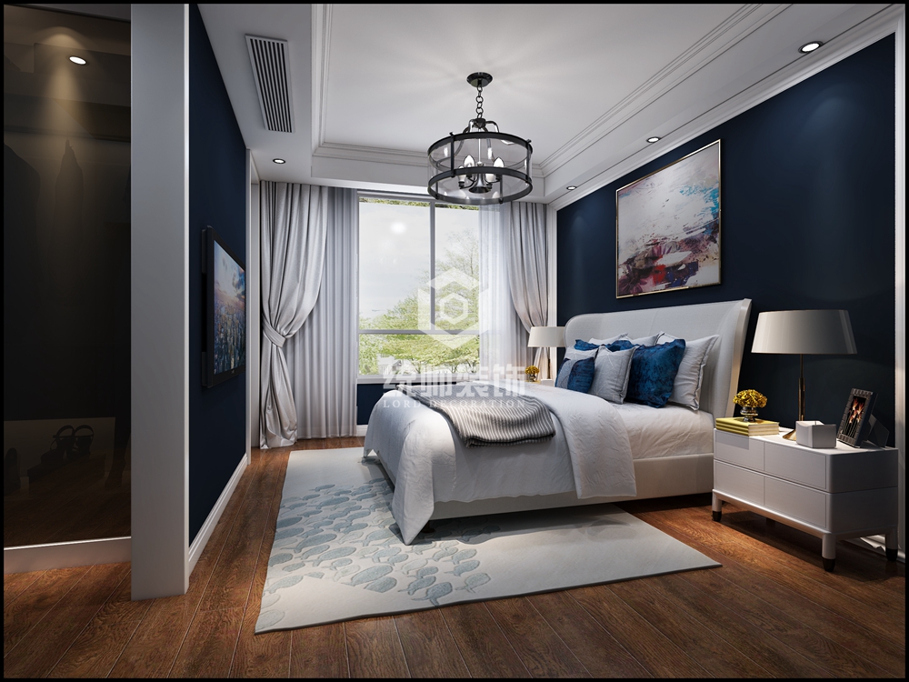浦东新区同济东时区320平方美式风格别墅卧室装修效果图