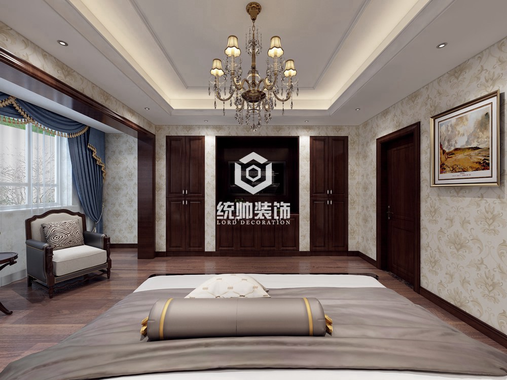 浦东新区富贵家园120平方美式风格复式卧室装修效果图