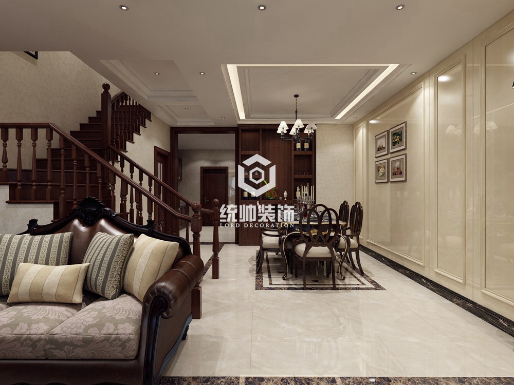 浦東新區富貴家園120平美式客廳裝修效果圖