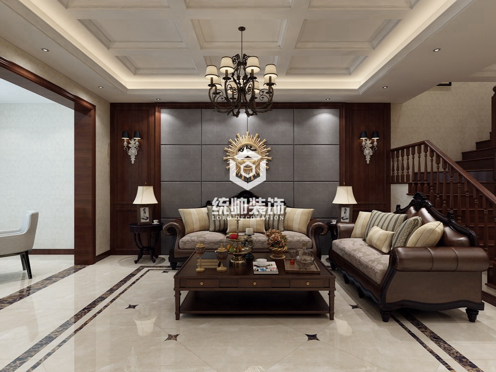 浦东新区富贵家园120平方美式风格复式客厅装修效果图