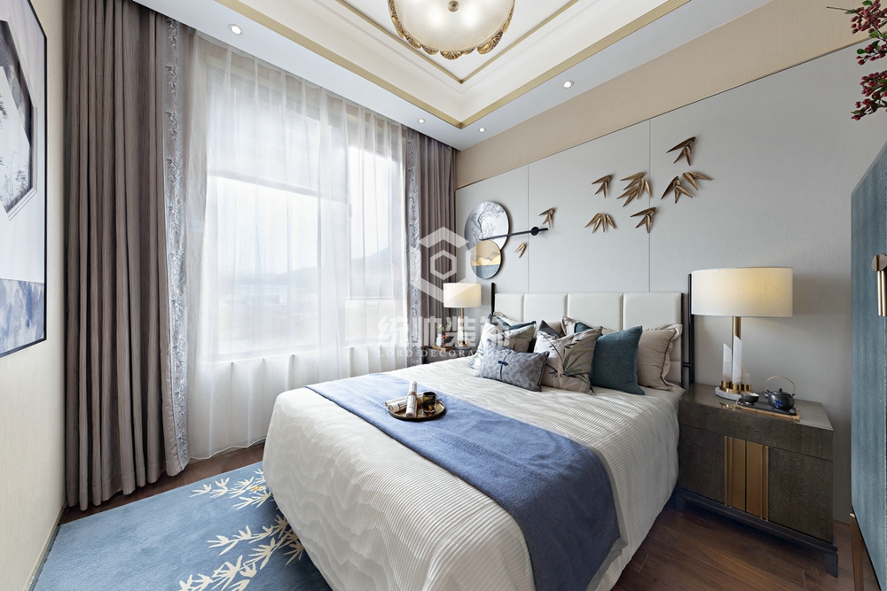 浦东新区北上海至尊200平方新中式风格5房2厅3卫卧室装修效果图
