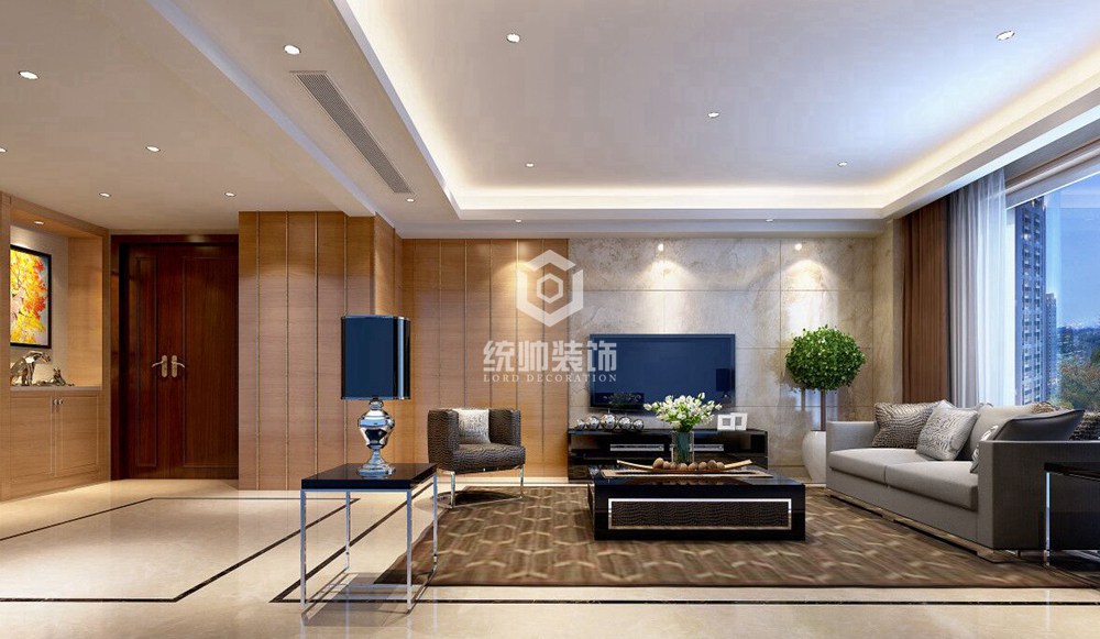 浦东新区武林国际175平现代简约客厅装修效果图
