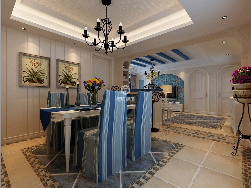 寶山區恒盛豪庭115平侘寂餐廳裝修效果圖