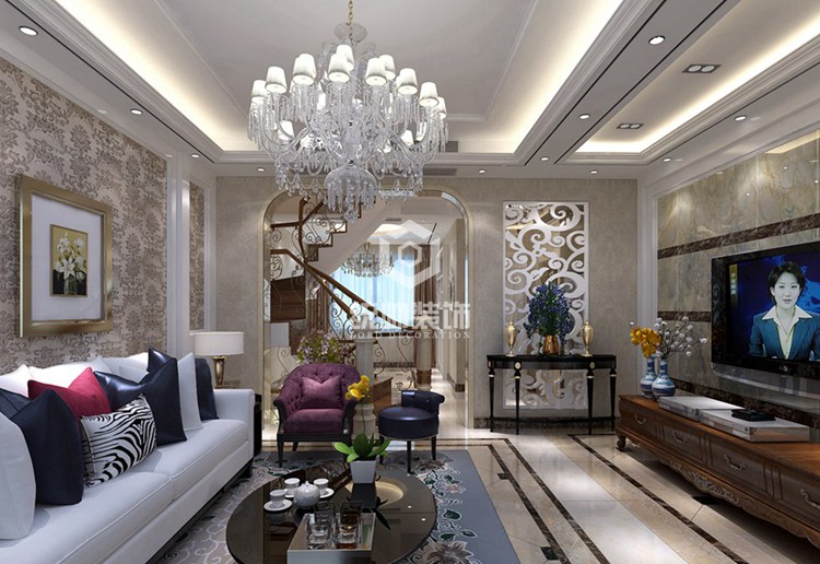 浦东新区布鲁斯208平方欧式风格别墅客厅装修效果图